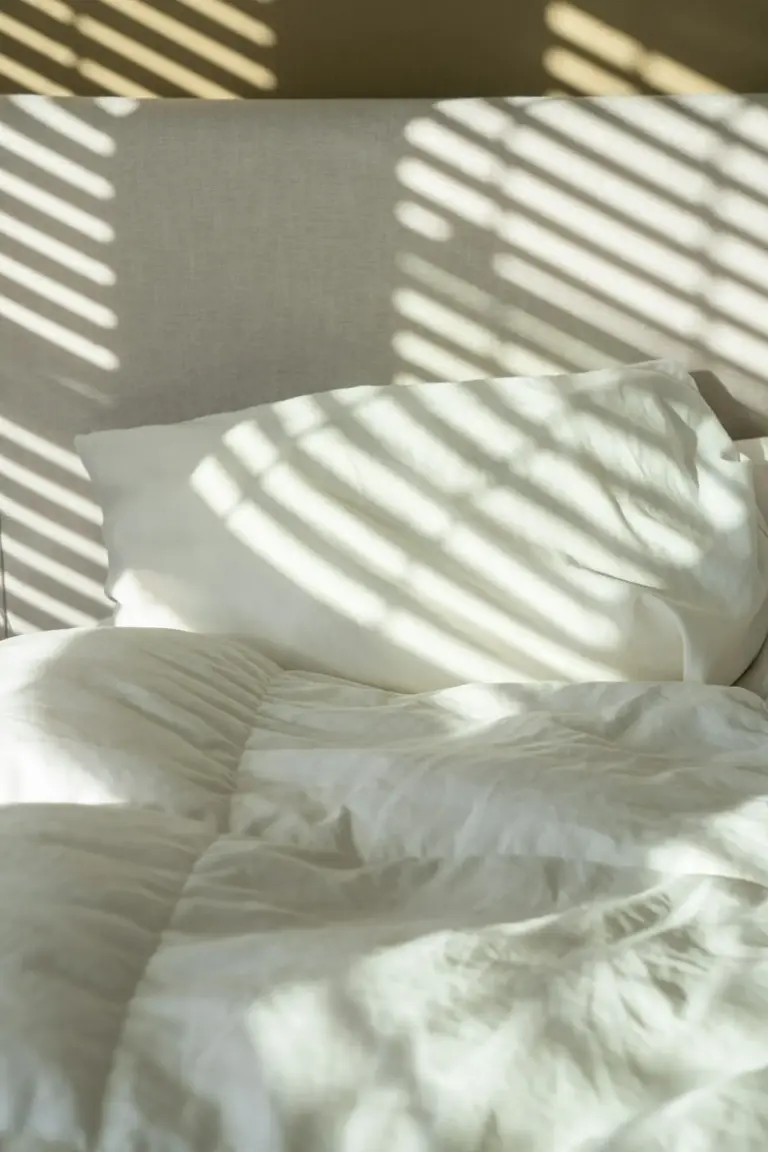 White bedding in soft morning light